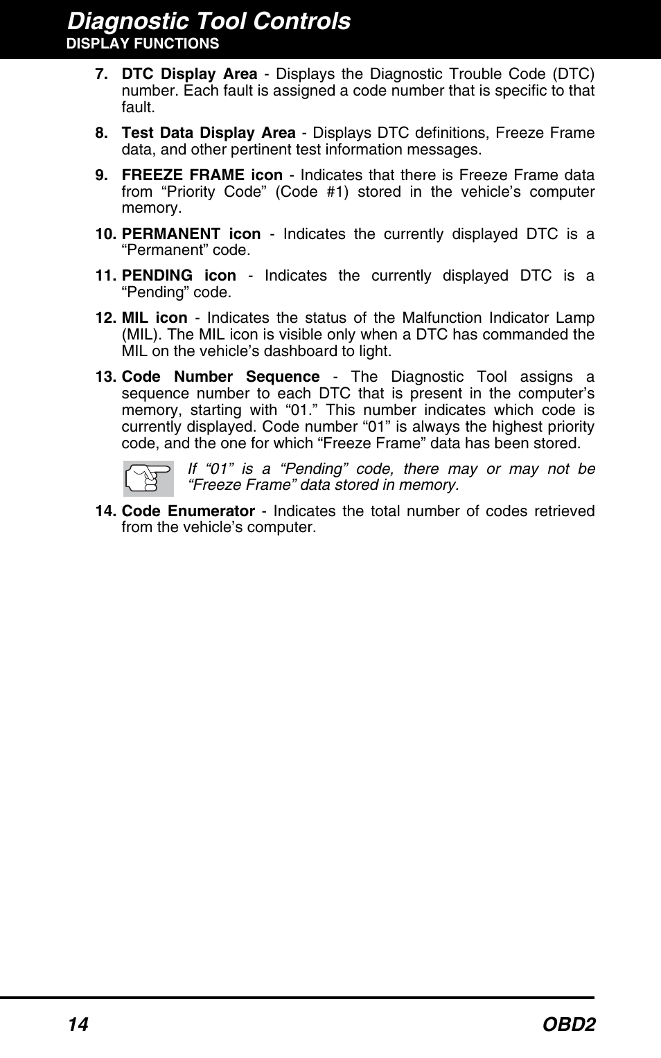 Diagnostic tool controls, 14 obd2 | Equus 3100 - CanOBD2 Diagnostic Tool User Manual | Page 16 / 64