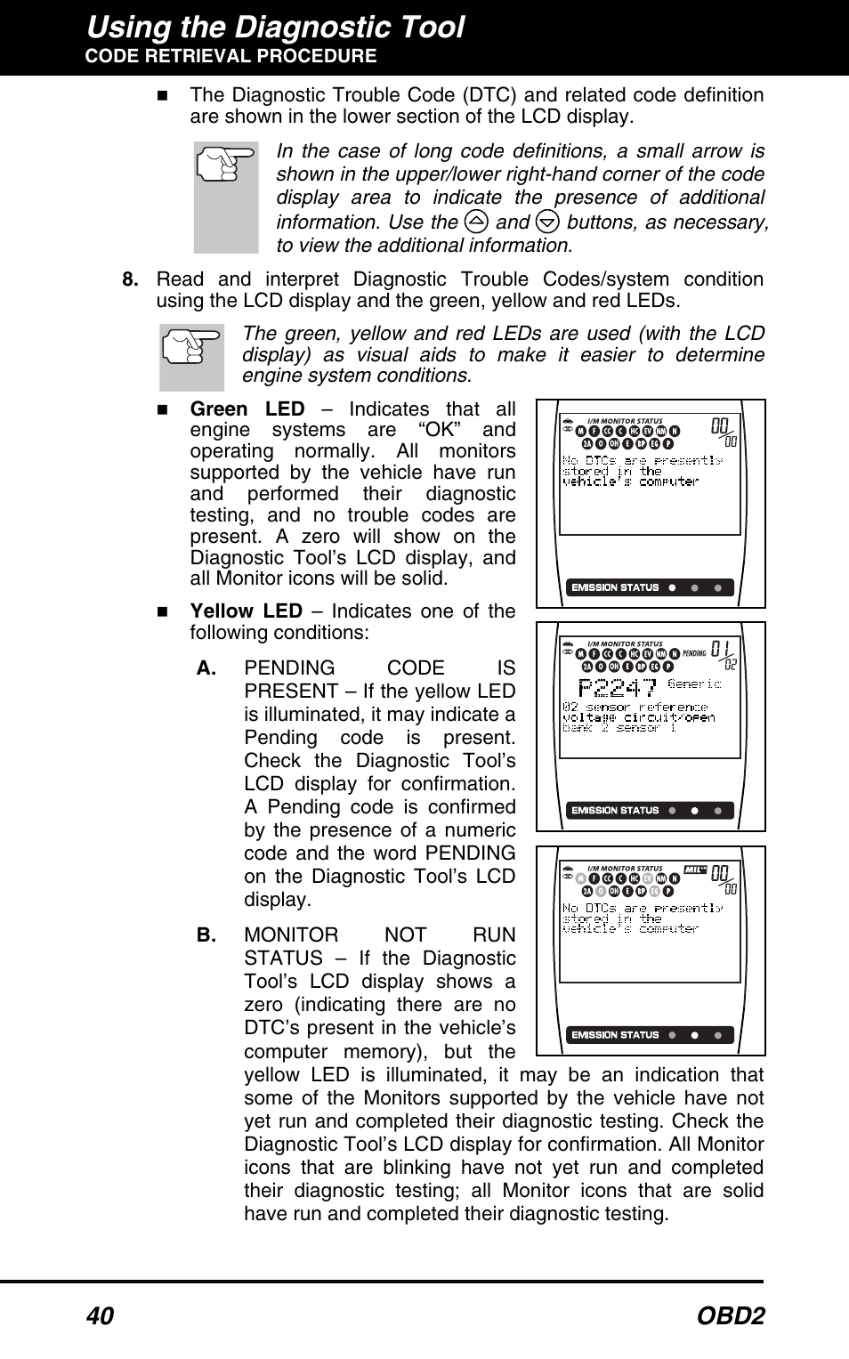 Using the diagnostic tool, 40 obd2 | Equus 3100 - CanOBD2 Diagnostic Tool User Manual | Page 42 / 64