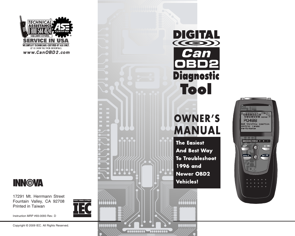 Equus 3100 - CanOBD2 Diagnostic Tool User Manual | Page 64 / 64