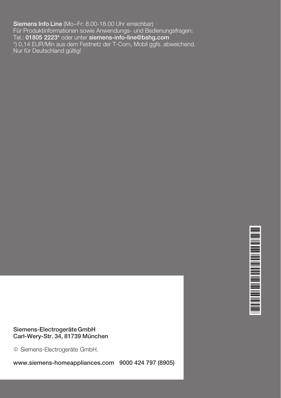 Siemens K125F User Manual | Page 105 / 105