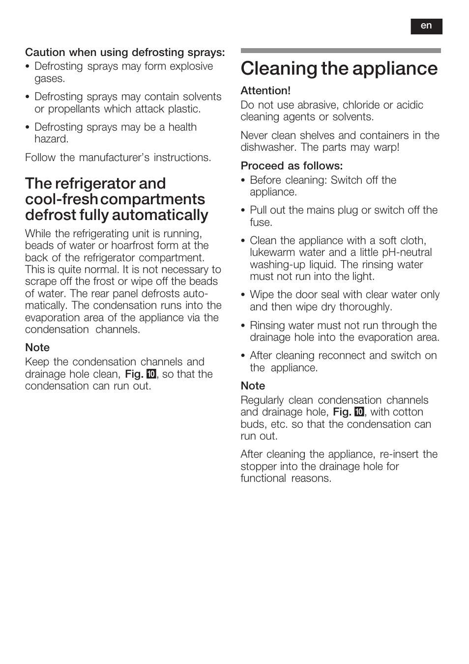 Cleaning the appliance | Siemens K125F User Manual | Page 35 / 105