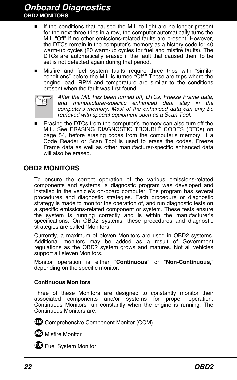 Onboard diagnostics, 22 obd2, Obd2 monitors | Equus 3150 - ABS/SRS + OBD2 Diagnostic Tool User Manual | Page 24 / 68