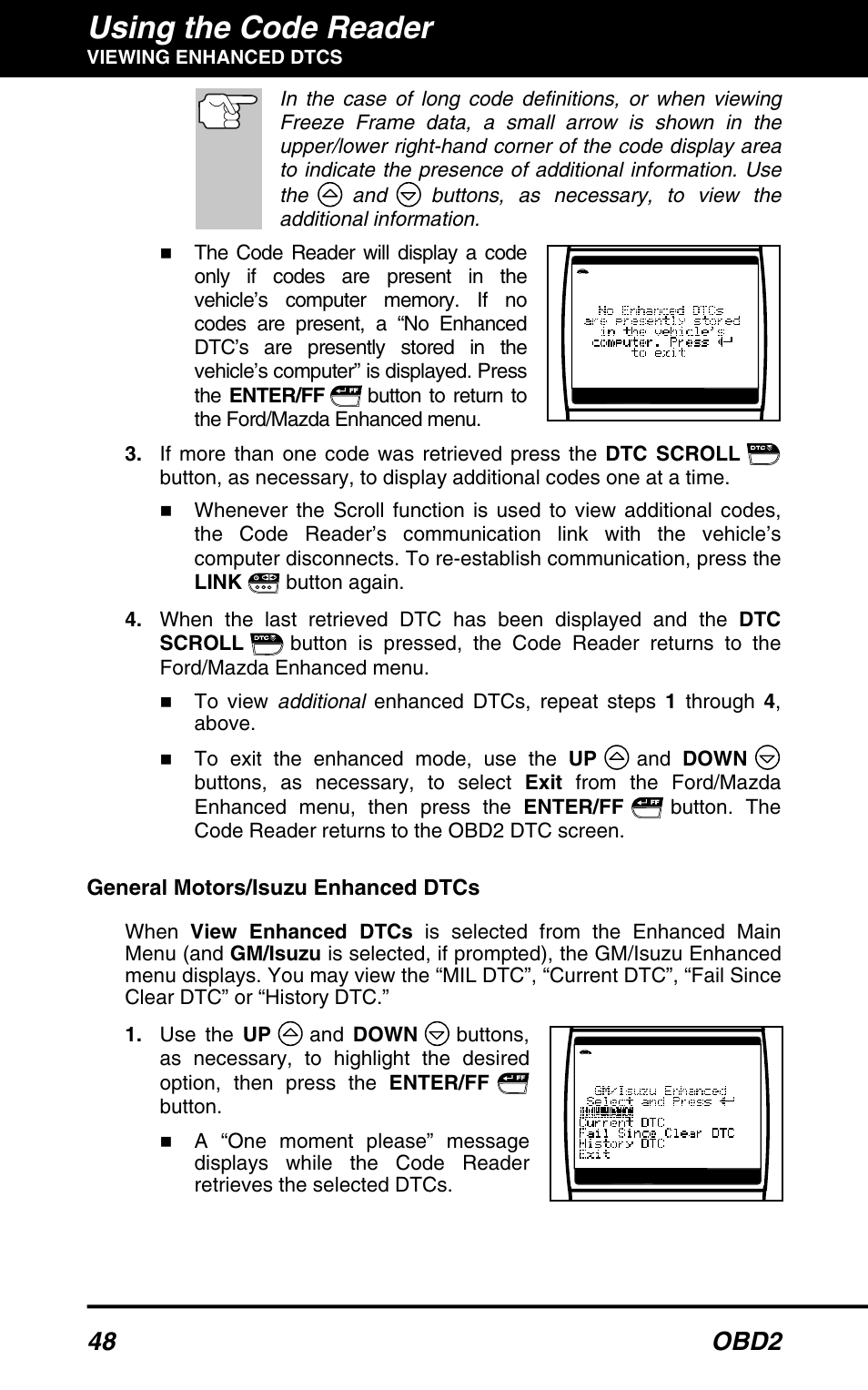 Using the code reader, 48 obd2 | Equus 3150 - ABS/SRS + OBD2 Diagnostic Tool User Manual | Page 50 / 68