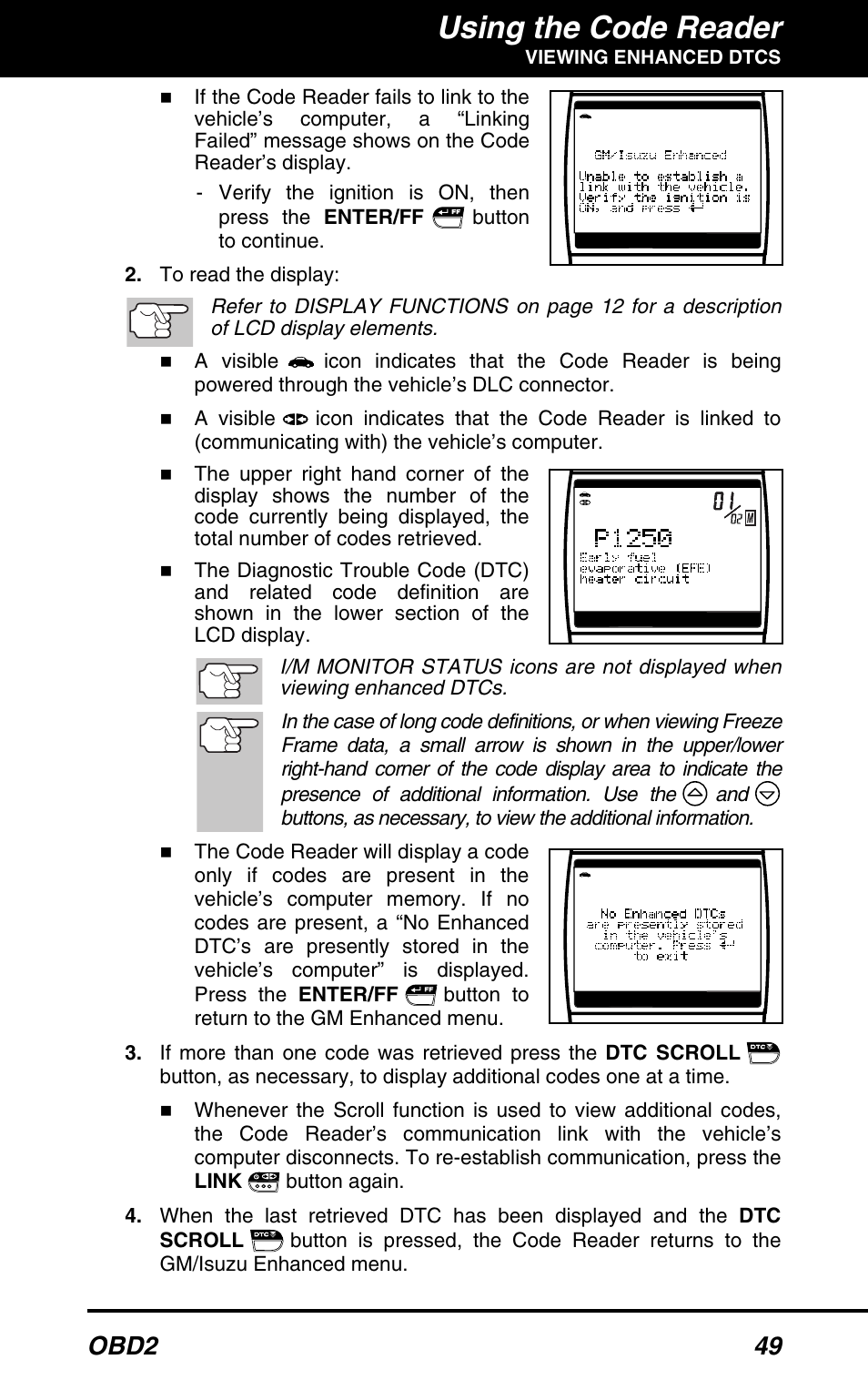 Using the code reader, Obd2 49 | Equus 3150 - ABS/SRS + OBD2 Diagnostic Tool User Manual | Page 51 / 68