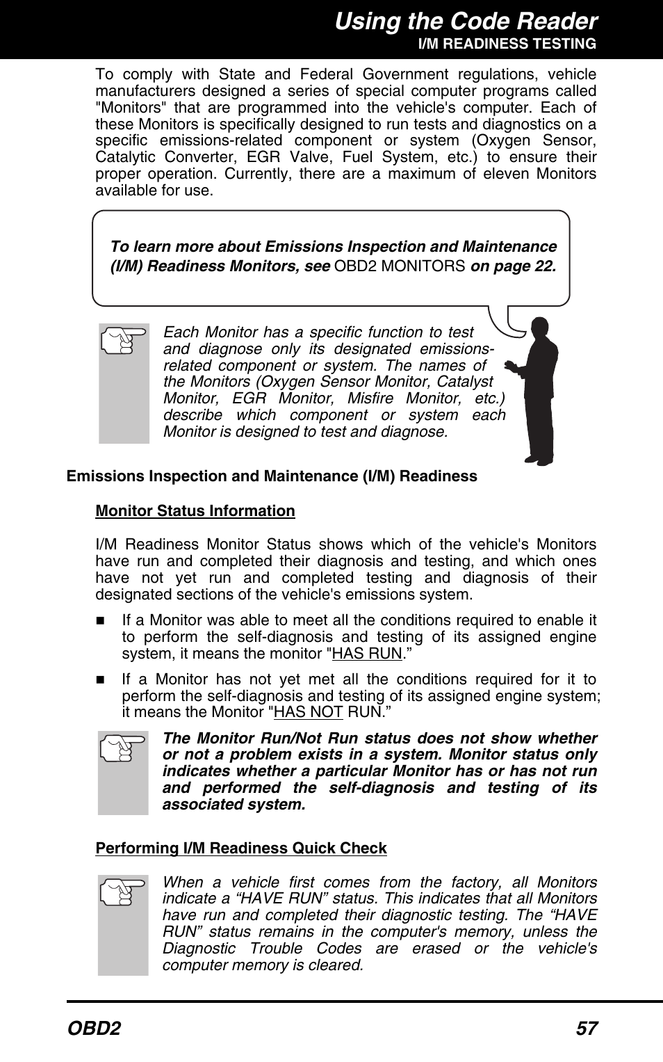 Using the code reader, Obd2 57 | Equus 3150 - ABS/SRS + OBD2 Diagnostic Tool User Manual | Page 59 / 68