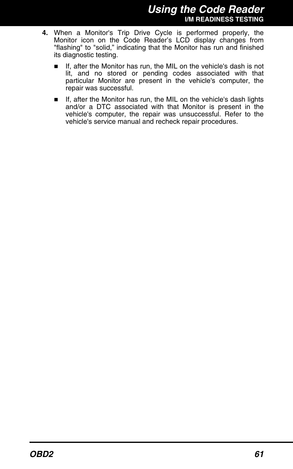 Using the code reader, Obd2 61 | Equus 3150 - ABS/SRS + OBD2 Diagnostic Tool User Manual | Page 63 / 68