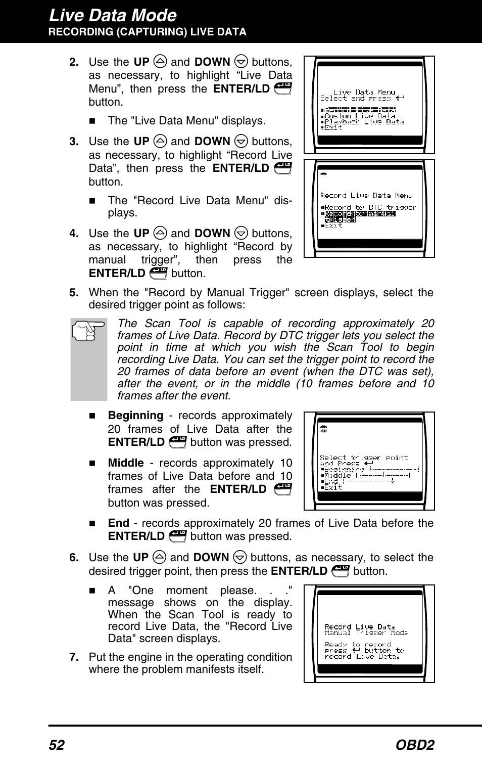 Live data mode, 52 obd2 | Equus 3160 - ABS/SRS + OBD2 Scan Tool User Manual | Page 54 / 72