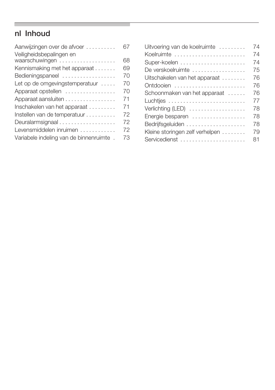 Nląinhoud | Neff K8315X0 User Manual | Page 4 / 86