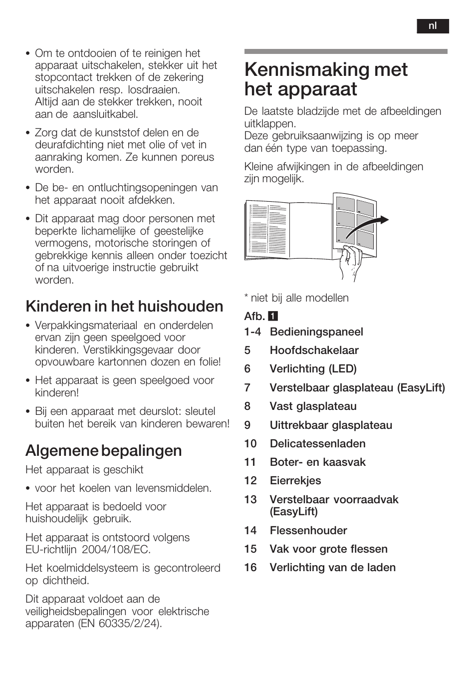 Kennismaking met het apparaat, Kinderen in het huishouden, Algemene bepalingen | Neff K8315X0 User Manual | Page 69 / 86