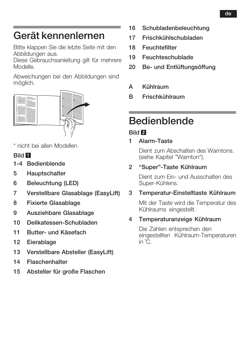 Gerät kennenlernen, Bedienblende | Neff K8315X0 User Manual | Page 7 / 86
