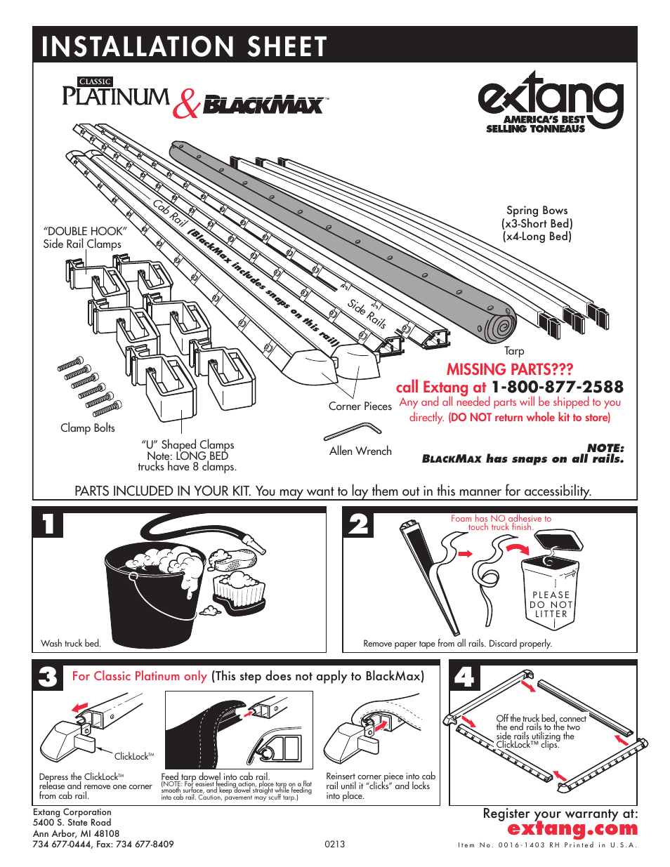 Extang Platinum BlackMax General Installation User Manual | 4 pages