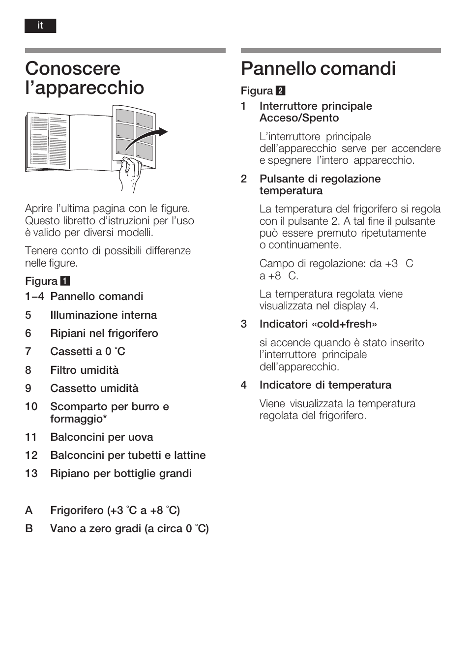 Conoscere l'apparecchio, Pannello comandi | Neff K5764X0 User Manual | Page 46 / 73