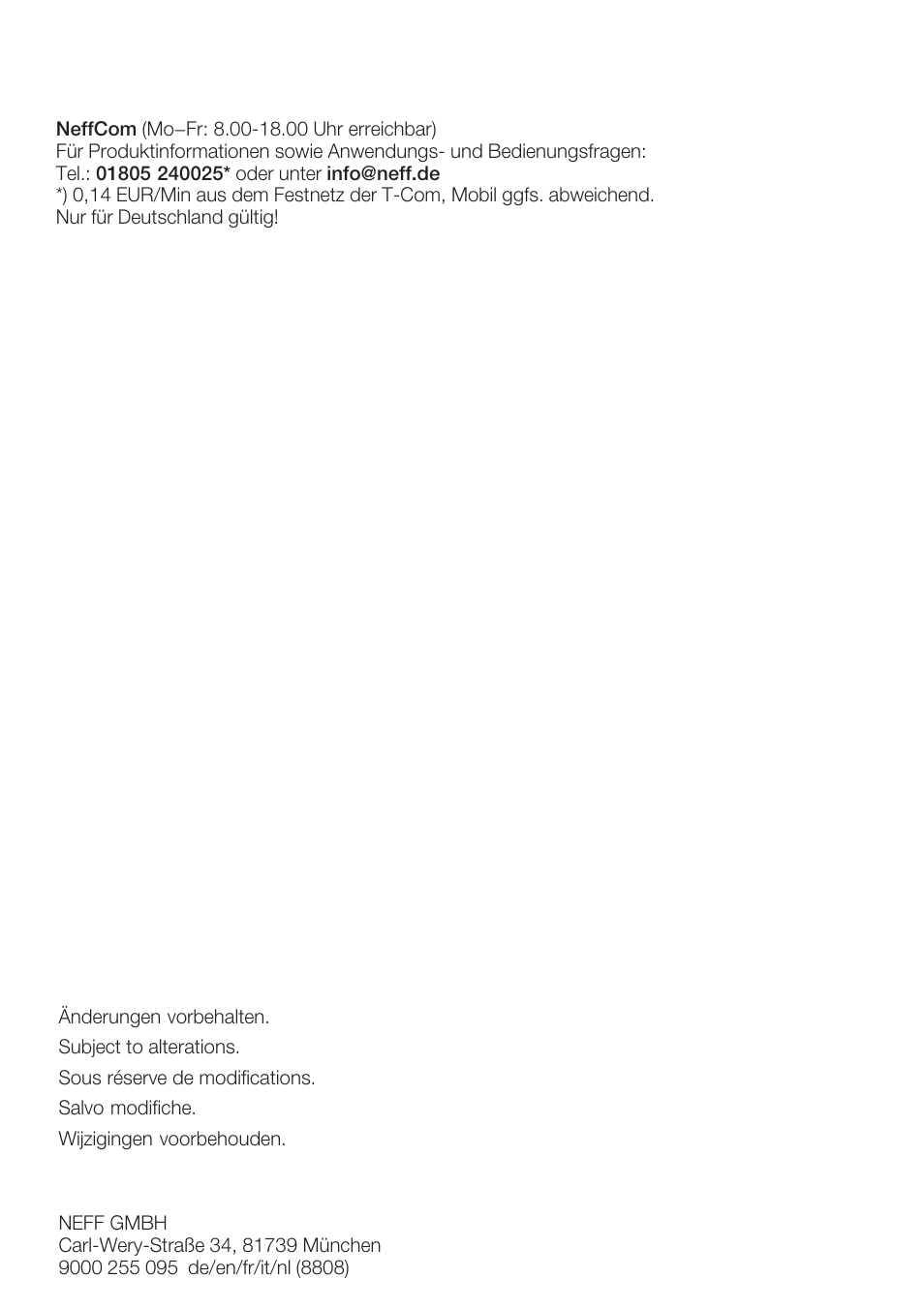 Neff K5764X0 User Manual | Page 73 / 73