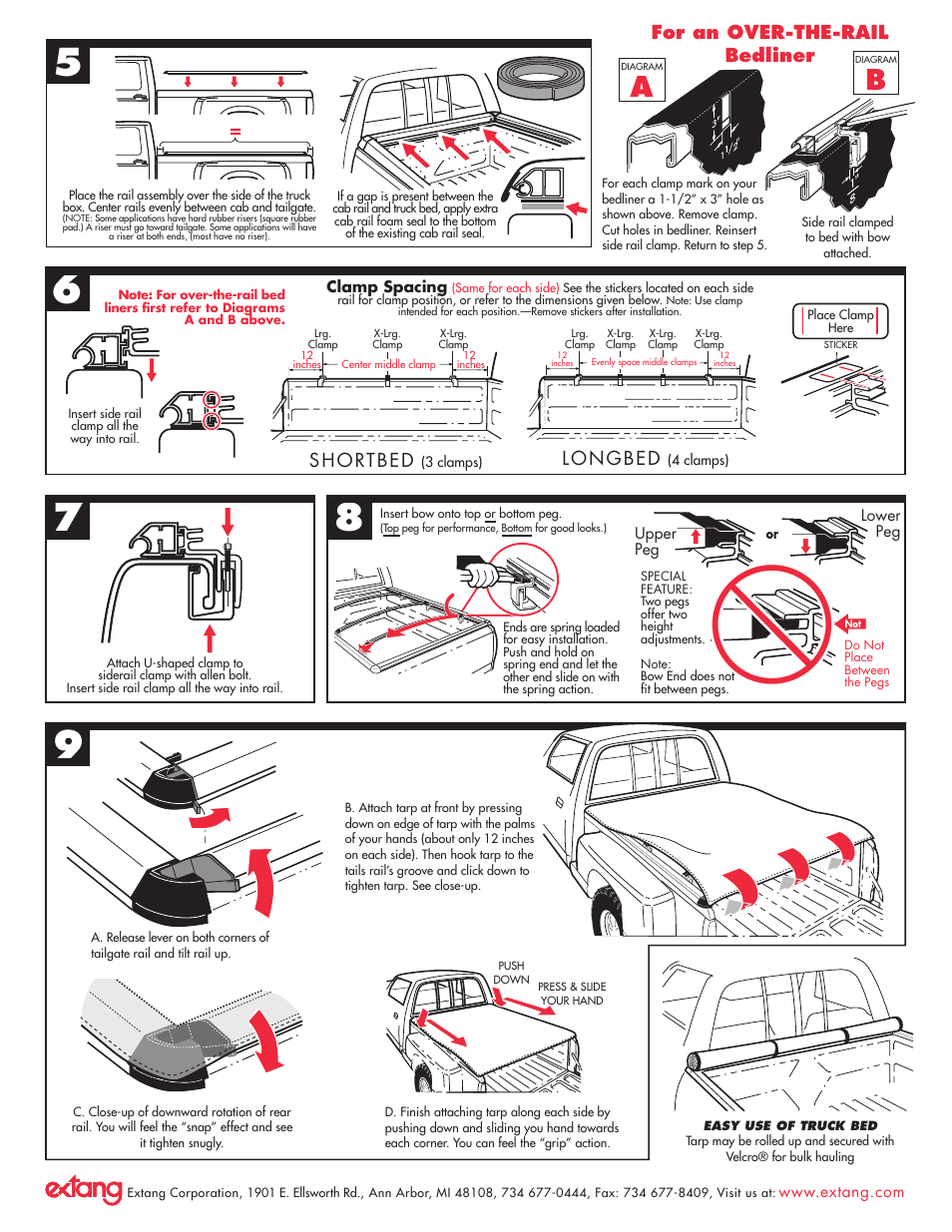 Longbed, Shortbed, For an over-the-rail bedliner | Extang Tuff Tonno: Ford F150 04-08 User Manual | Page 2 / 2