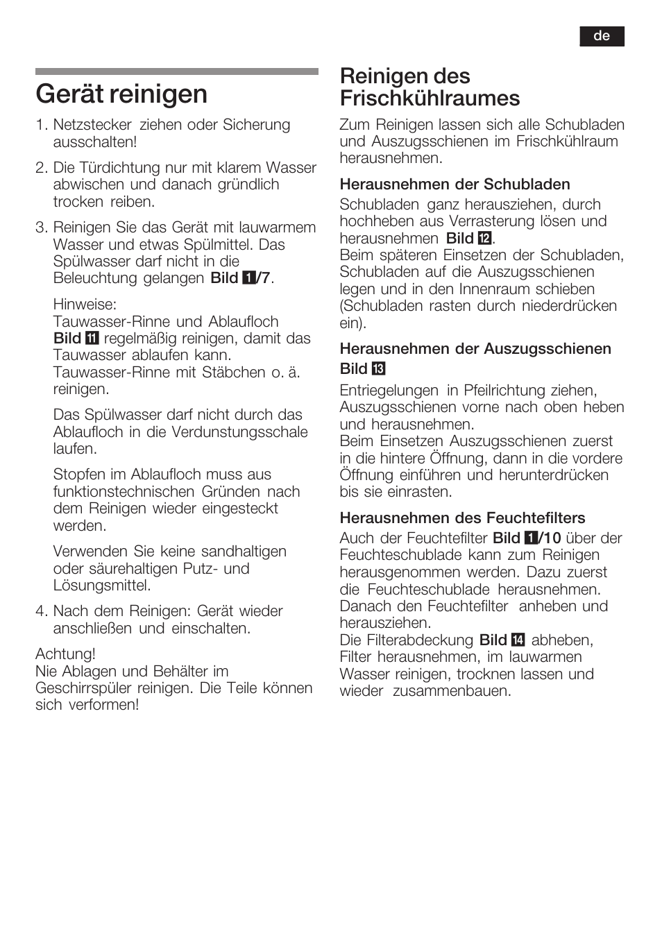 Gerät reinigen, Reinigen des frischkühlraumes | Neff K5754X1 User Manual | Page 15 / 92