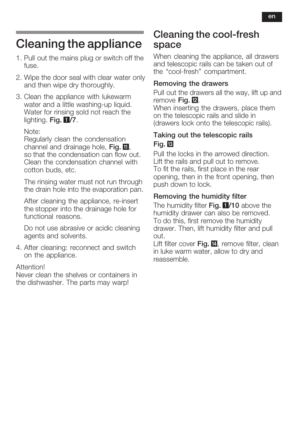 Cleaning the appliance, Cleaning the coolćfresh space | Neff K5754X1 User Manual | Page 31 / 92