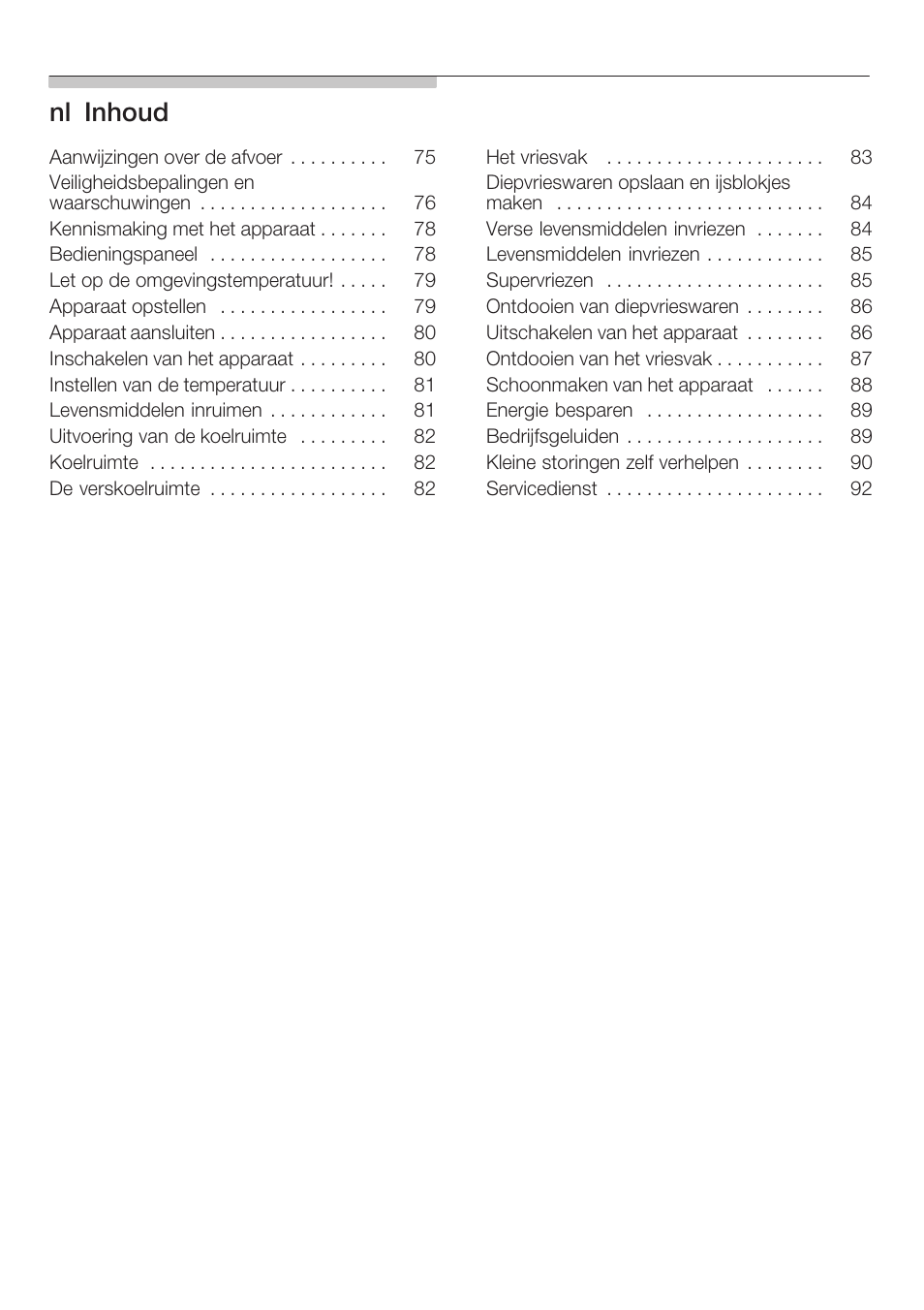 Nląinhoud | Neff K5734X8 User Manual | Page 4 / 97