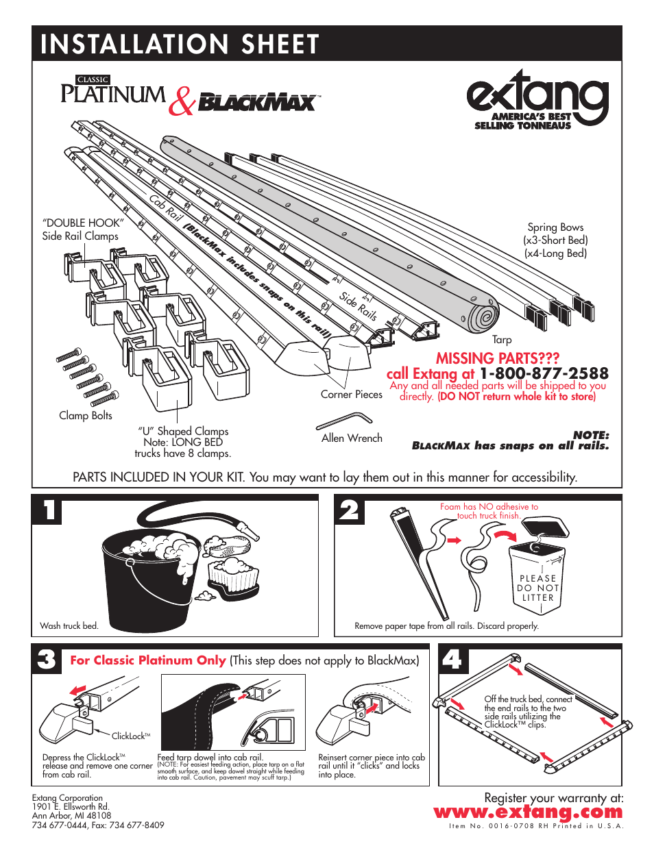 Extang Tool Box Tonneaus: Classic Platinum Tool Box Tonneau User Manual | 2 pages