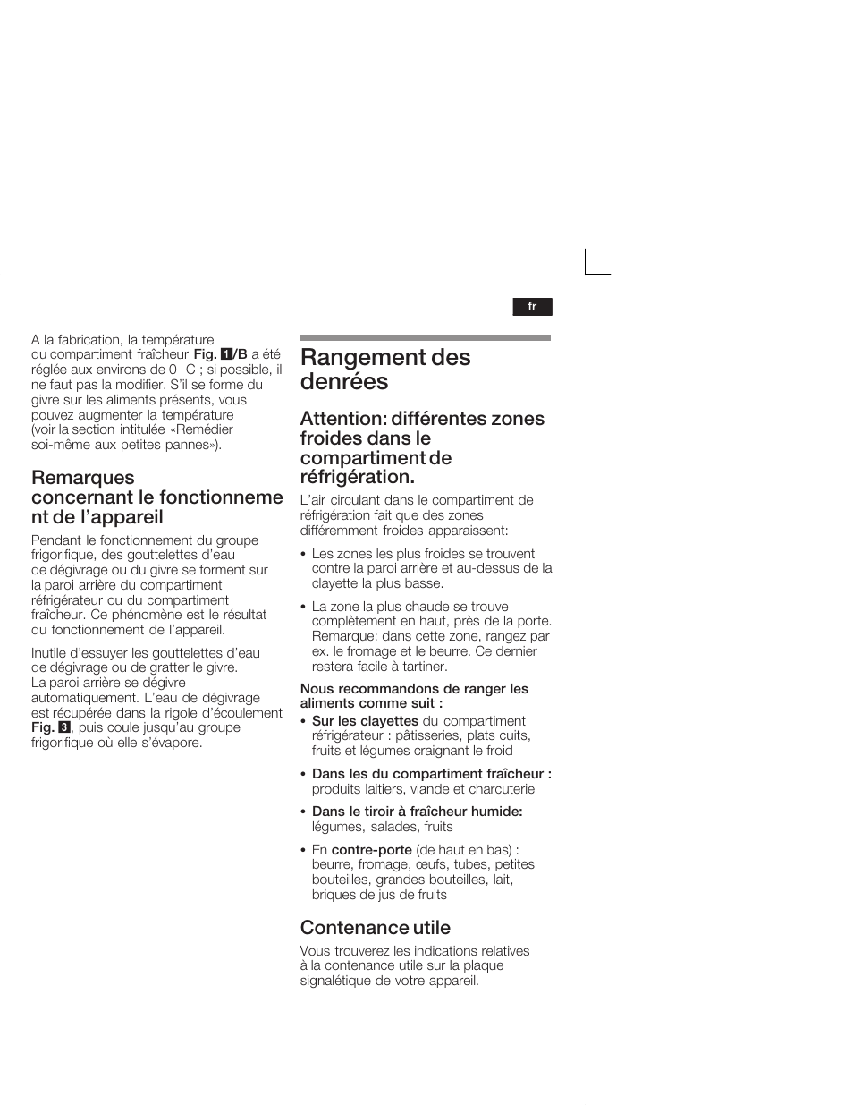 Rangement des denrées, Contenance utile | Neff K5724X7 User Manual | Page 31 / 66