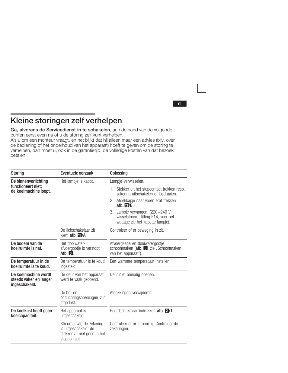 Kleine storingen zelf verhelpen | Neff K5724X7 User Manual | Page 61 / 66