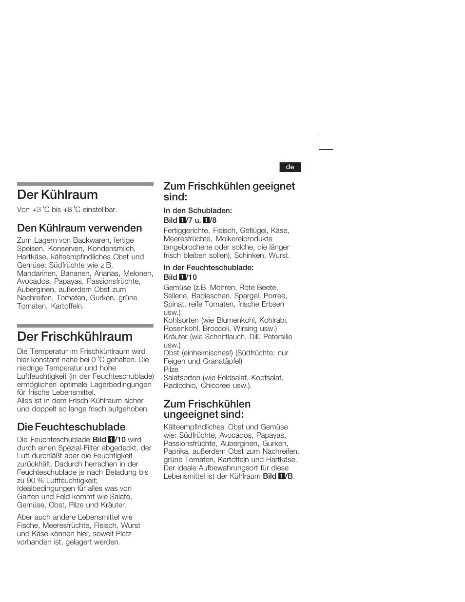 Der kühlraum, Der frischkühlraum | Neff K5724X7 User Manual | Page 9 / 66