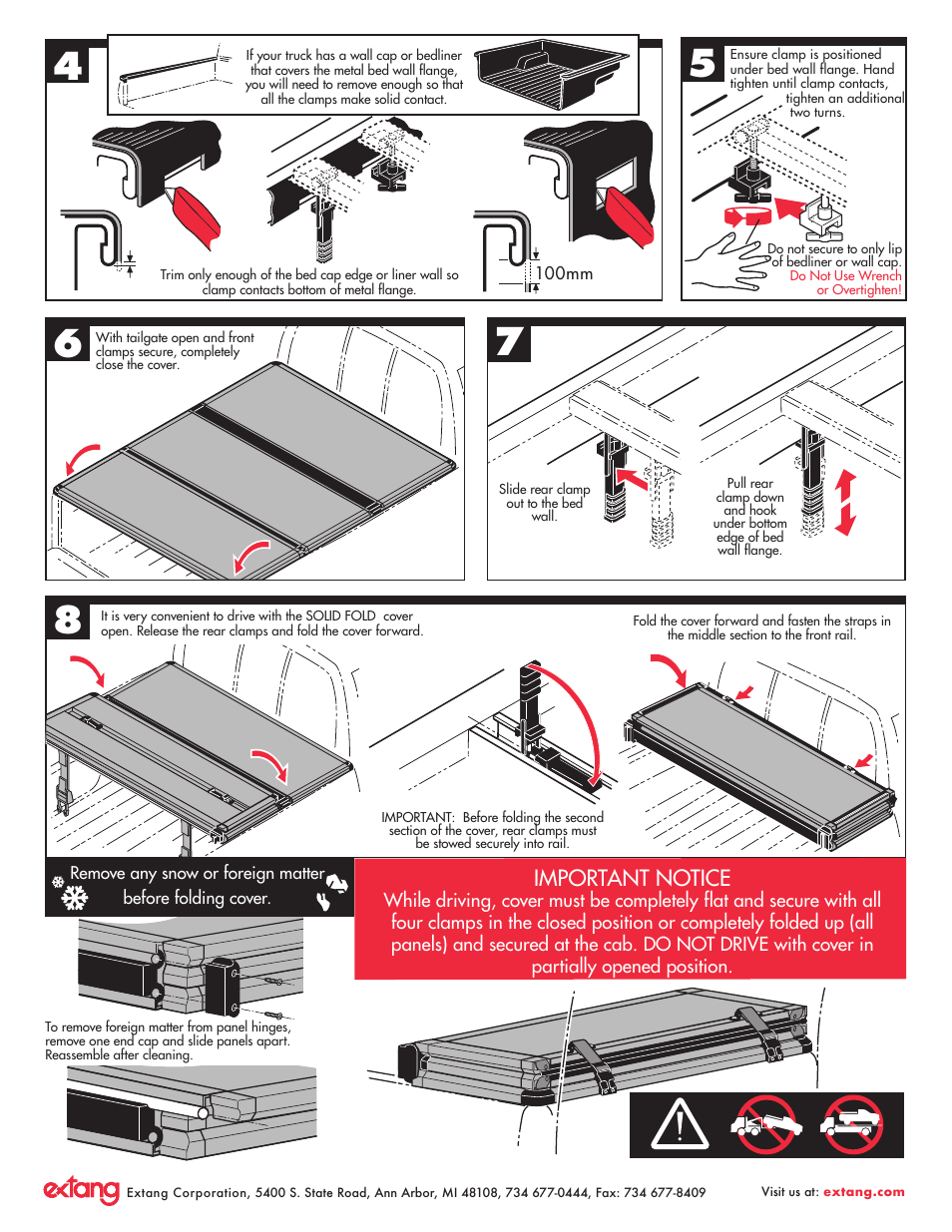 Important notice | Extang Solid Fold General Installation User Manual | Page 2 / 3
