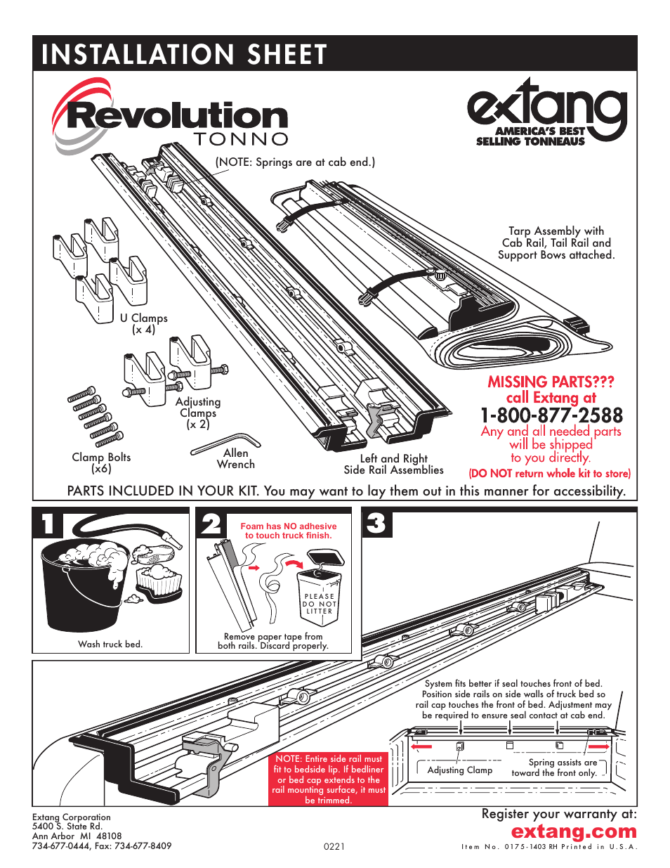 Extang Revolution Tonno General Installation User Manual | 4 pages
