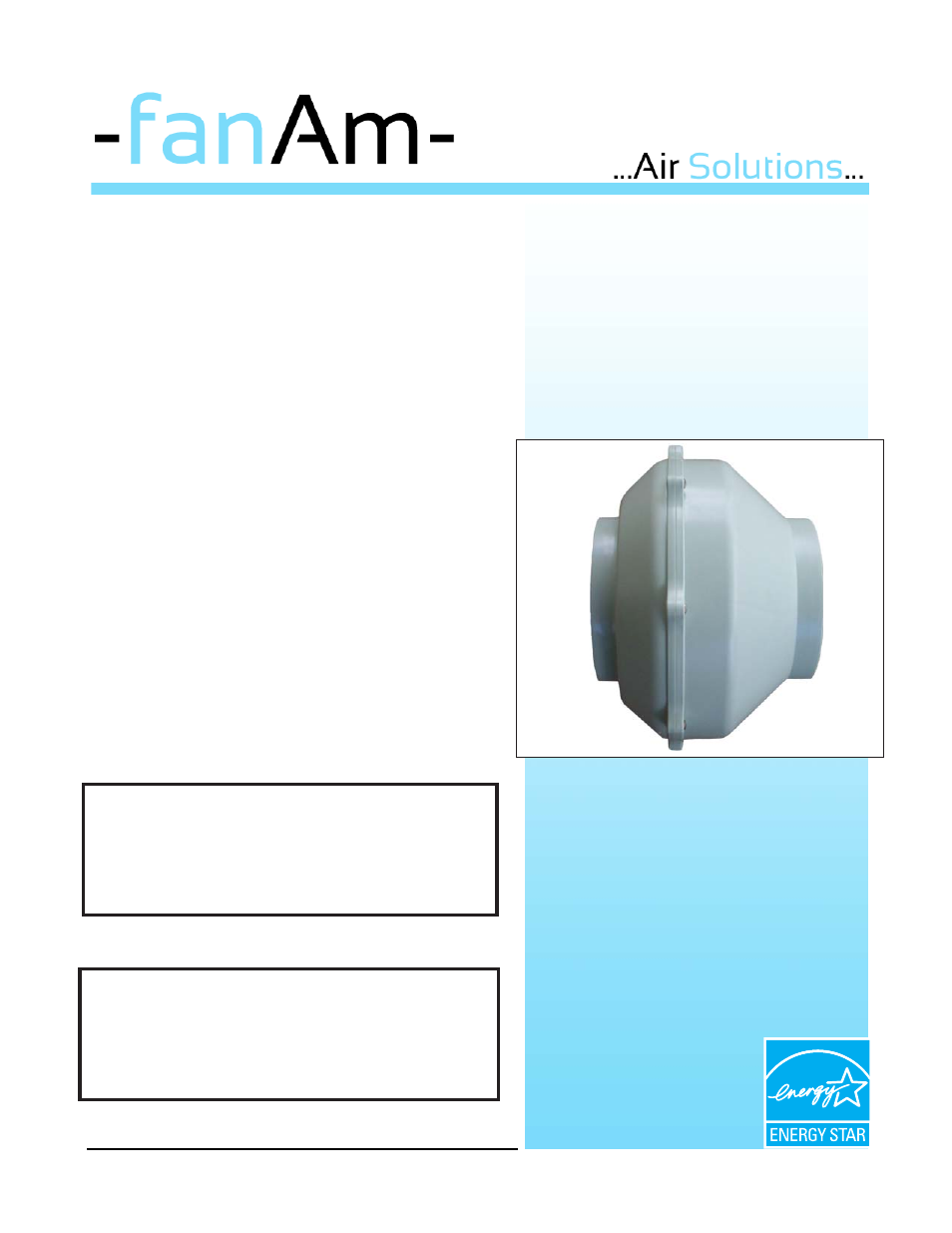 FanAm GreenLine Inline Series (plastic) User Manual | 4 pages