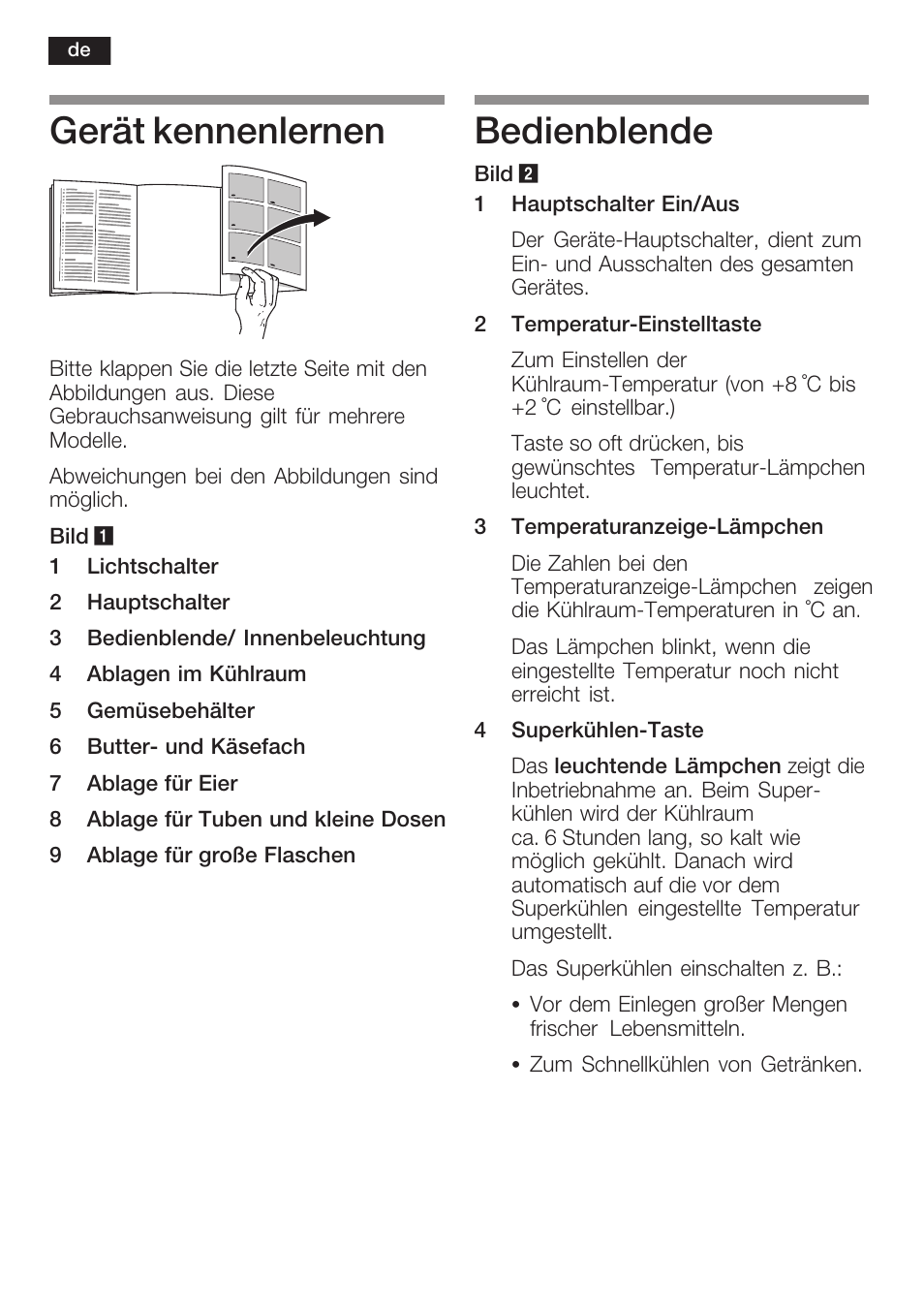 Gerät kennenlernen, Bedienblende | Neff K1634X6 User Manual | Page 6 / 64