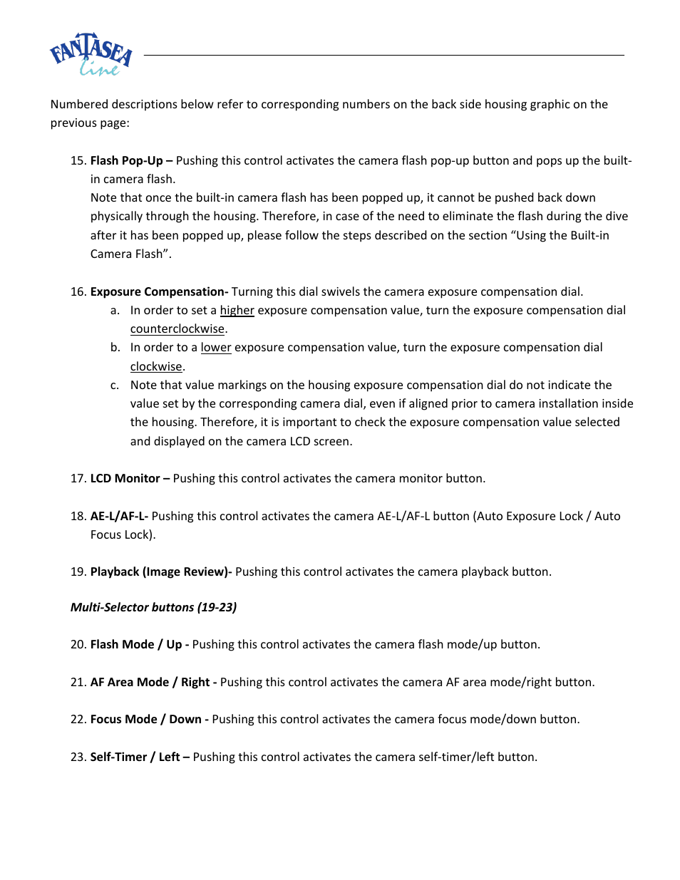 Fantasea Line FP7100 Housing User Manual | Page 10 / 24