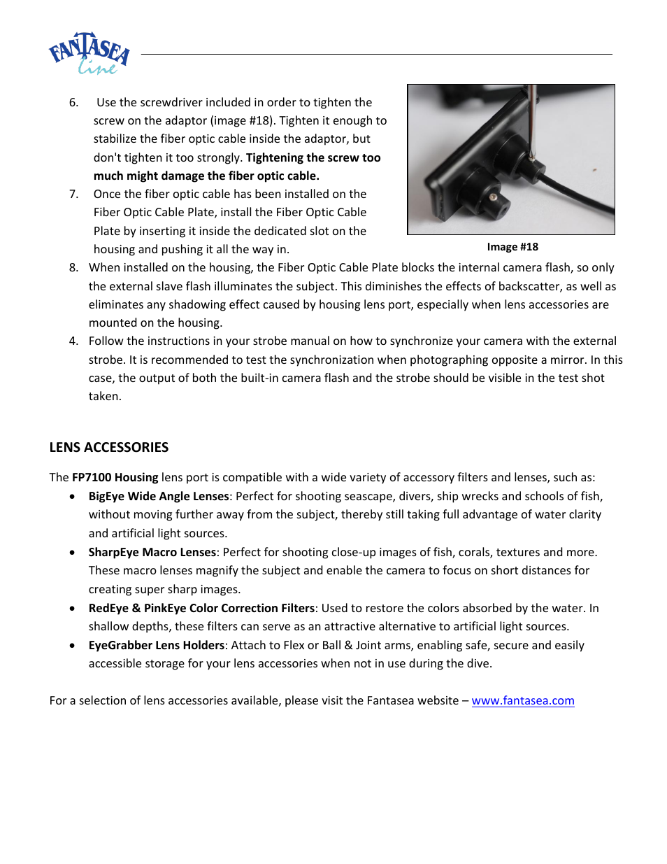 Ccessories | Fantasea Line FP7100 Housing User Manual | Page 21 / 24