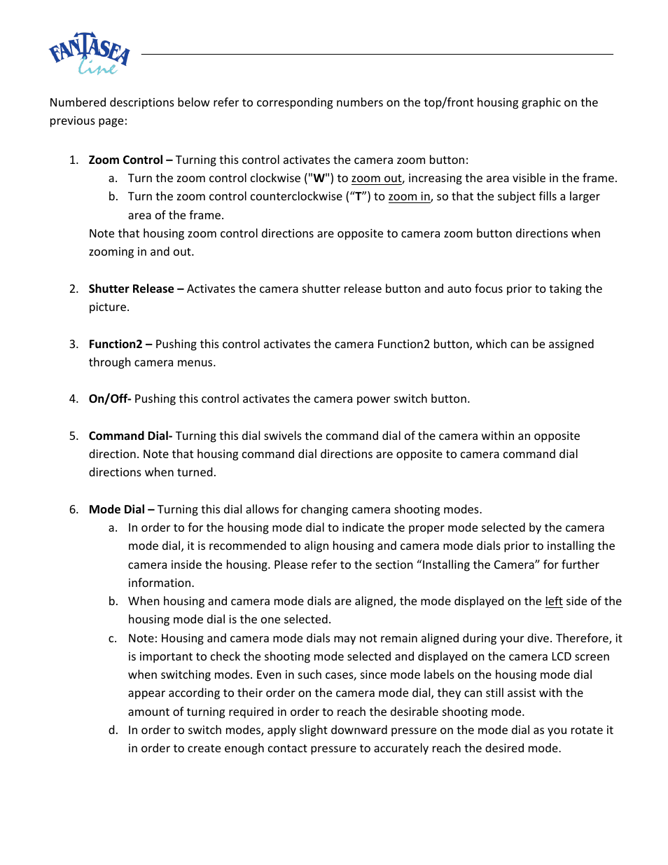 Fantasea Line FP7100 Housing User Manual | Page 7 / 24