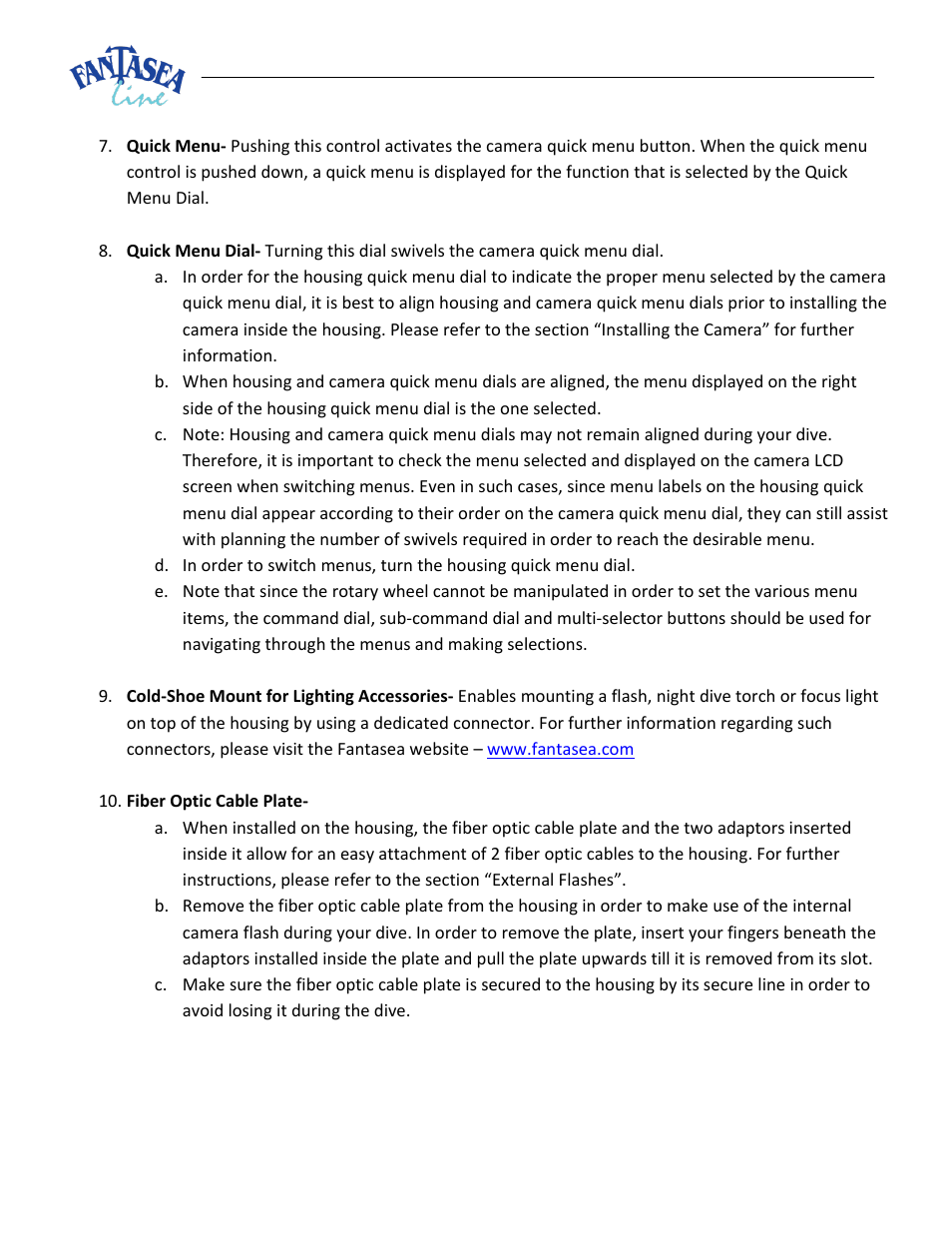 Fantasea Line FP7100 Housing User Manual | Page 8 / 24