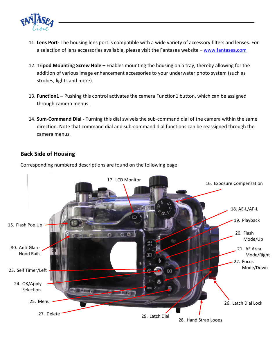 Fantasea Line FP7100 Housing User Manual | Page 9 / 24