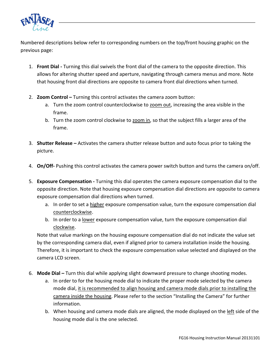 Fantasea Line FG16 Housing User Manual | Page 7 / 24