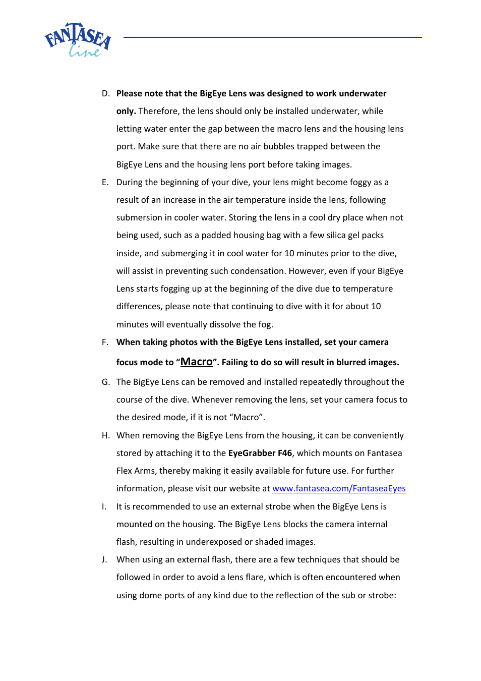 Macro | Fantasea Line M46 BigEye Lens User Manual | Page 5 / 8