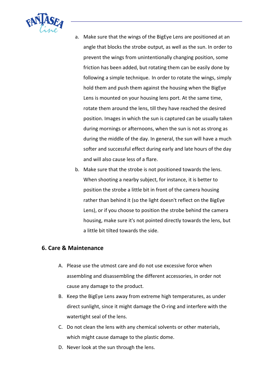 Fantasea Line M46 BigEye Lens User Manual | Page 6 / 8