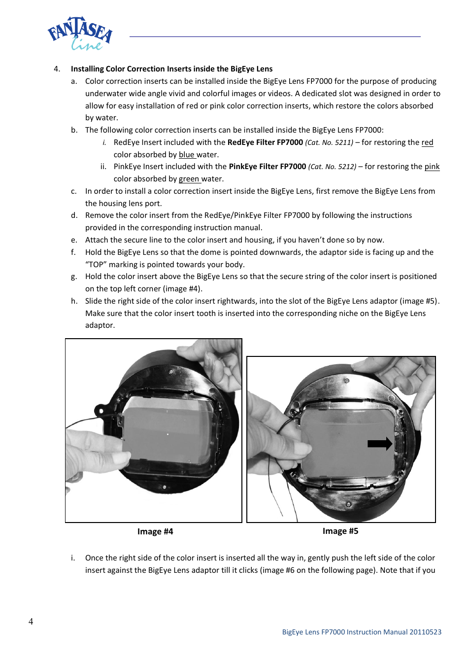 Fantasea Line FP7000 BigEye Lens User Manual | Page 4 / 6