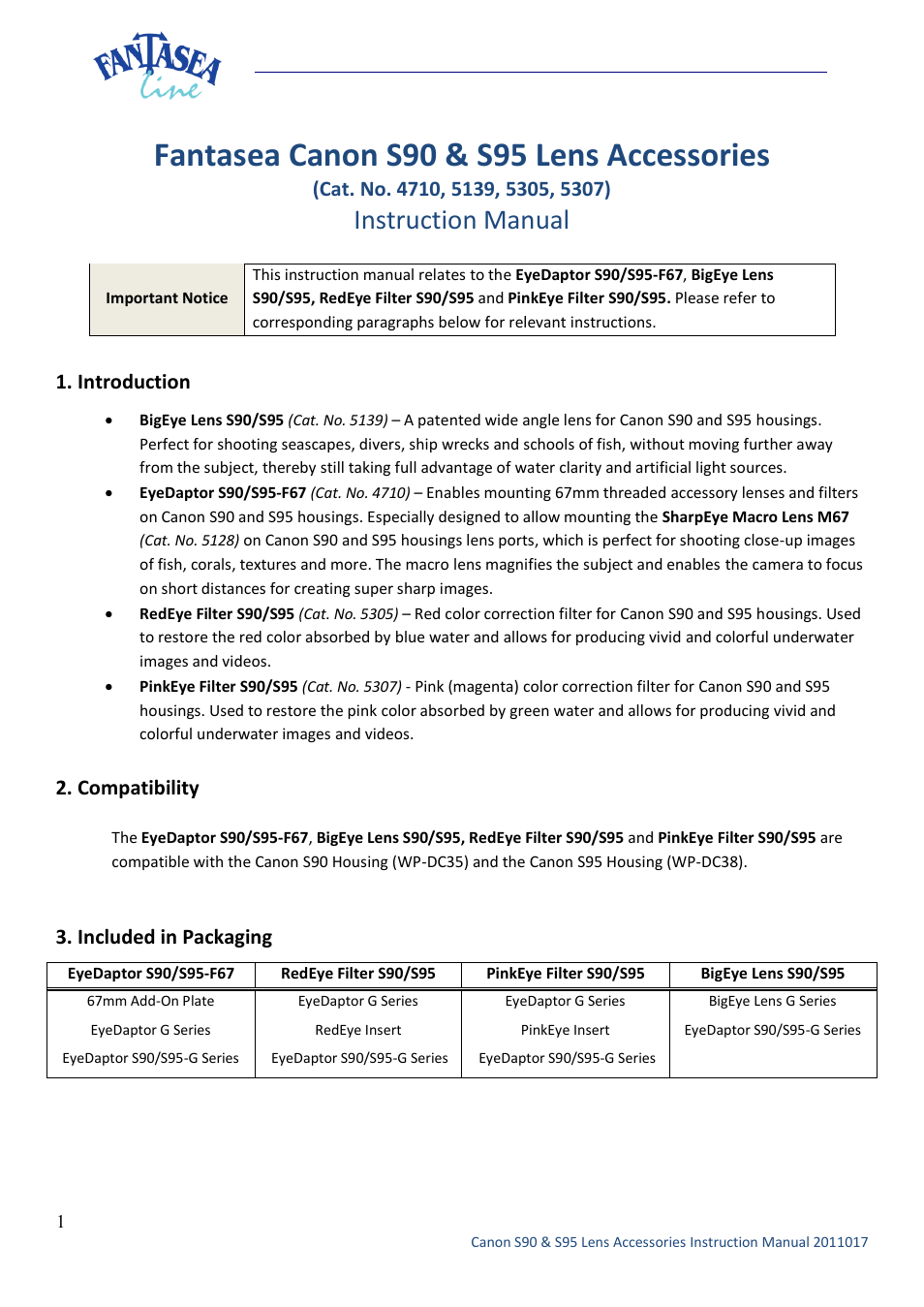 Fantasea Line S Series-F67  EyeDaptor User Manual | 9 pages