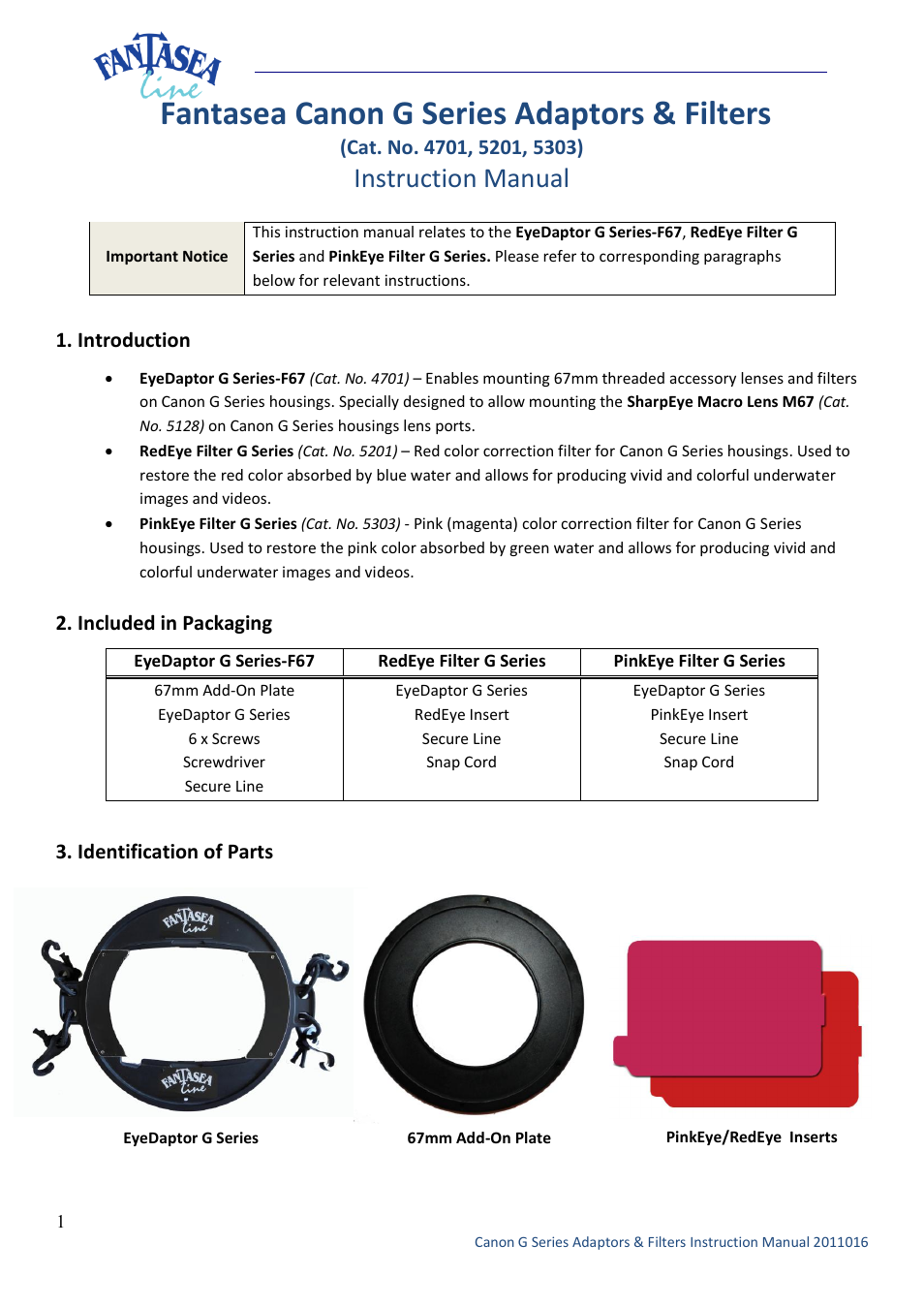 Fantasea Line G Series RedEye Filter User Manual | 6 pages