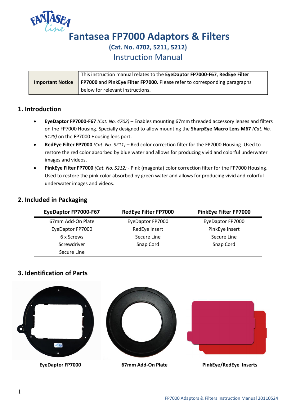 Fantasea Line F Series RedEye Filter User Manual | 6 pages