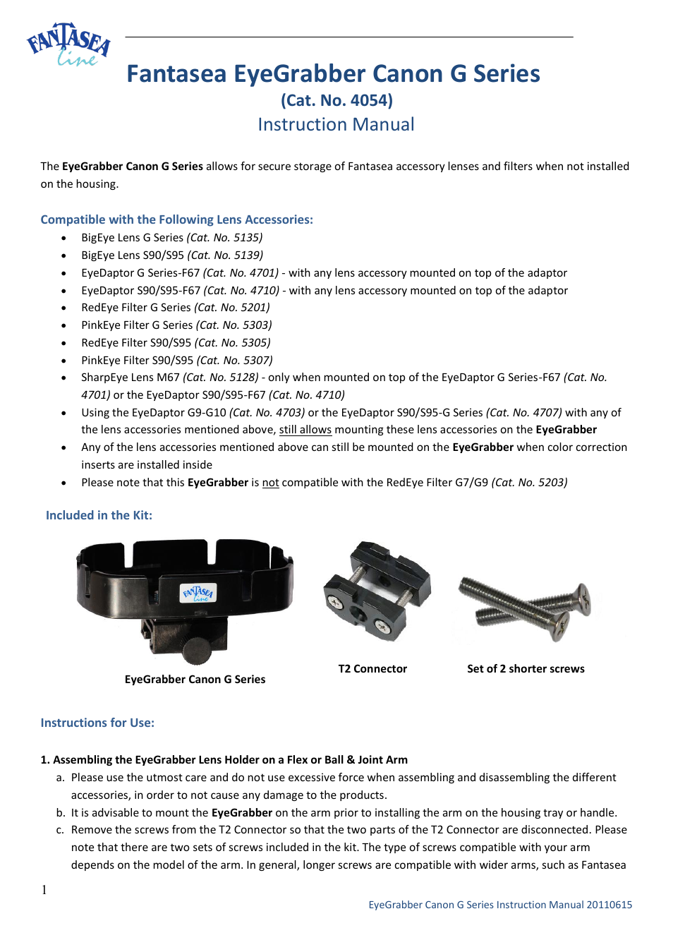 Fantasea Line G Series EyeGrabber User Manual | 4 pages