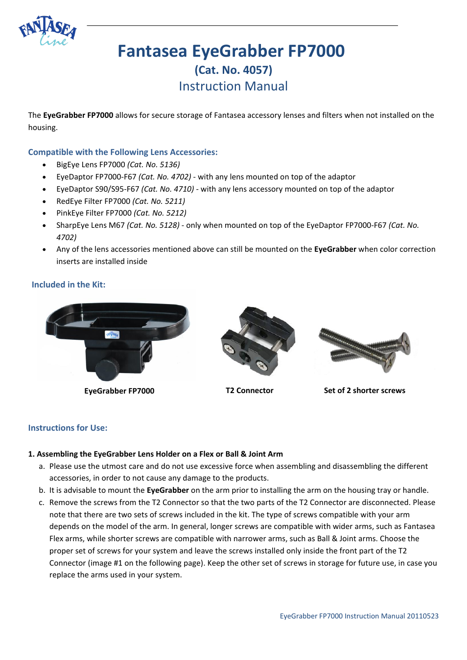 Fantasea Line F Series EyeGrabber User Manual | 4 pages