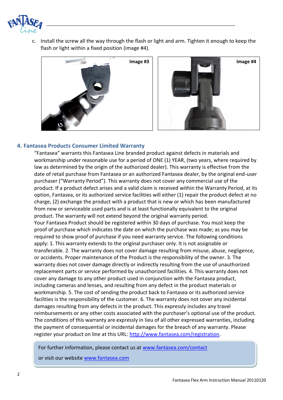Fantasea Line Flex Arm 30cm User Manual | Page 2 / 2