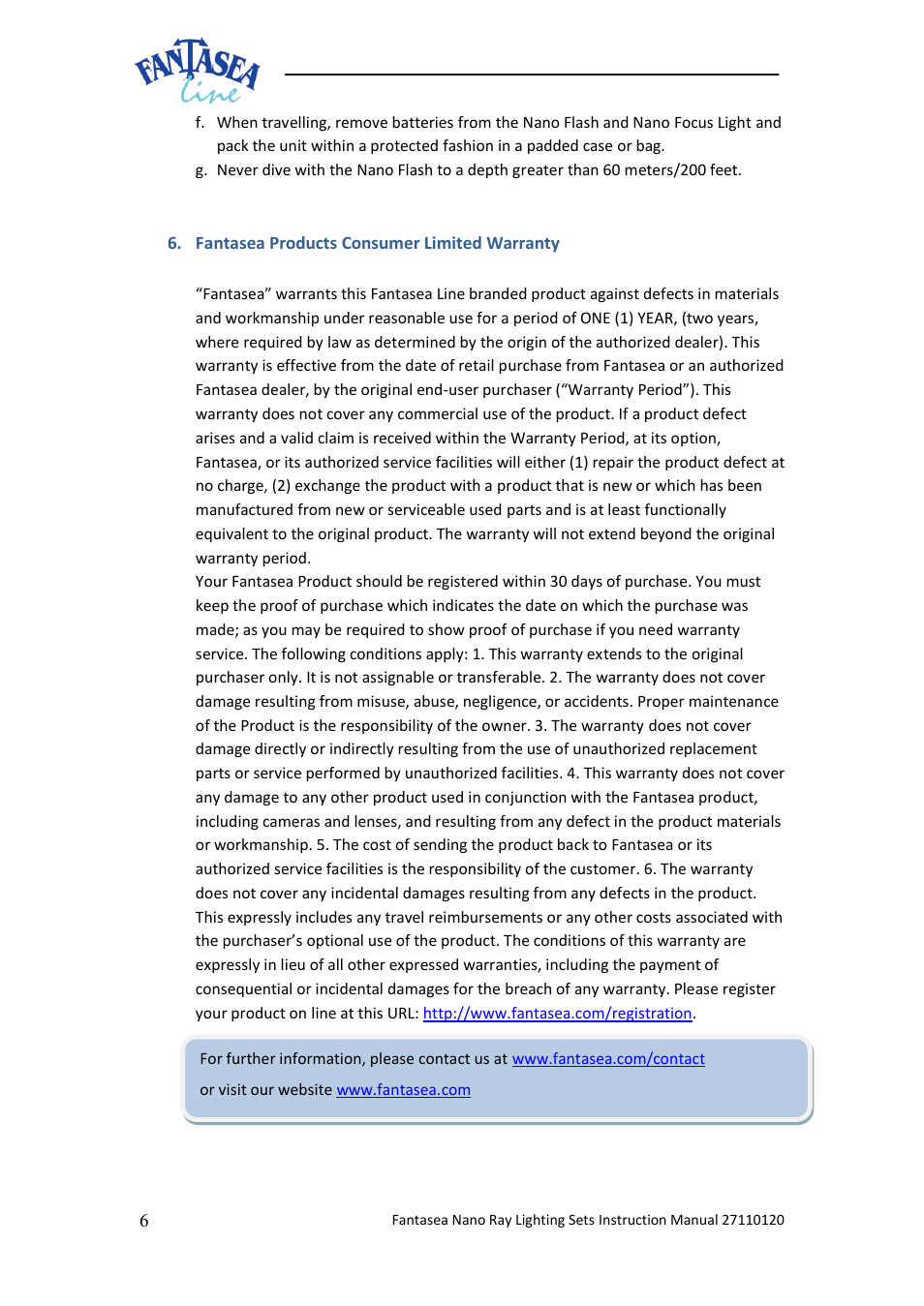 Fantasea Line Nano Flash Focus Lighting Set User Manual | Page 6 / 6