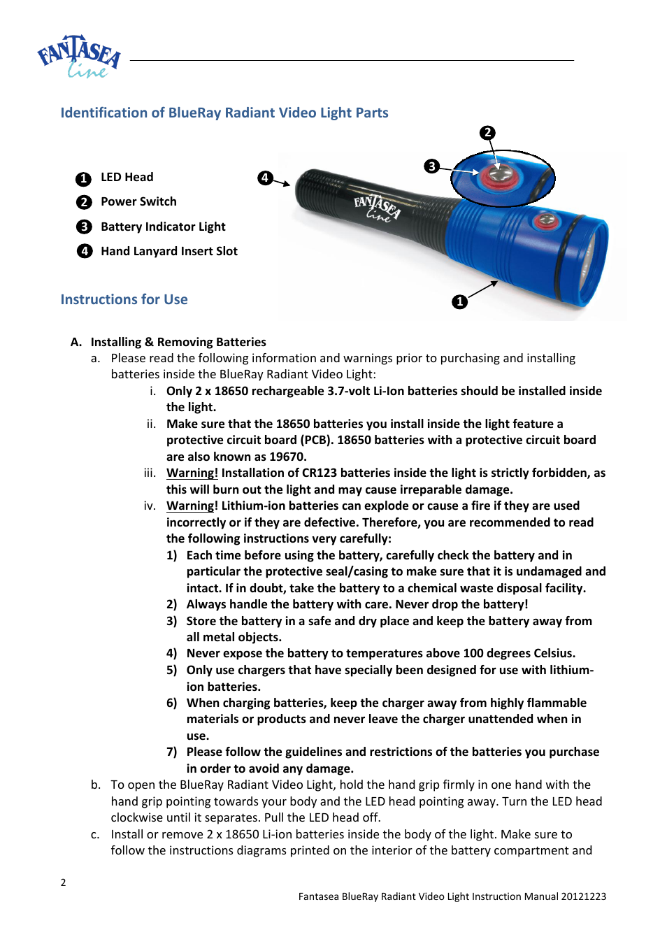 Fantasea Line Inon S-2000 Radiant 1600 Lighting Set User Manual | Page 2 / 4