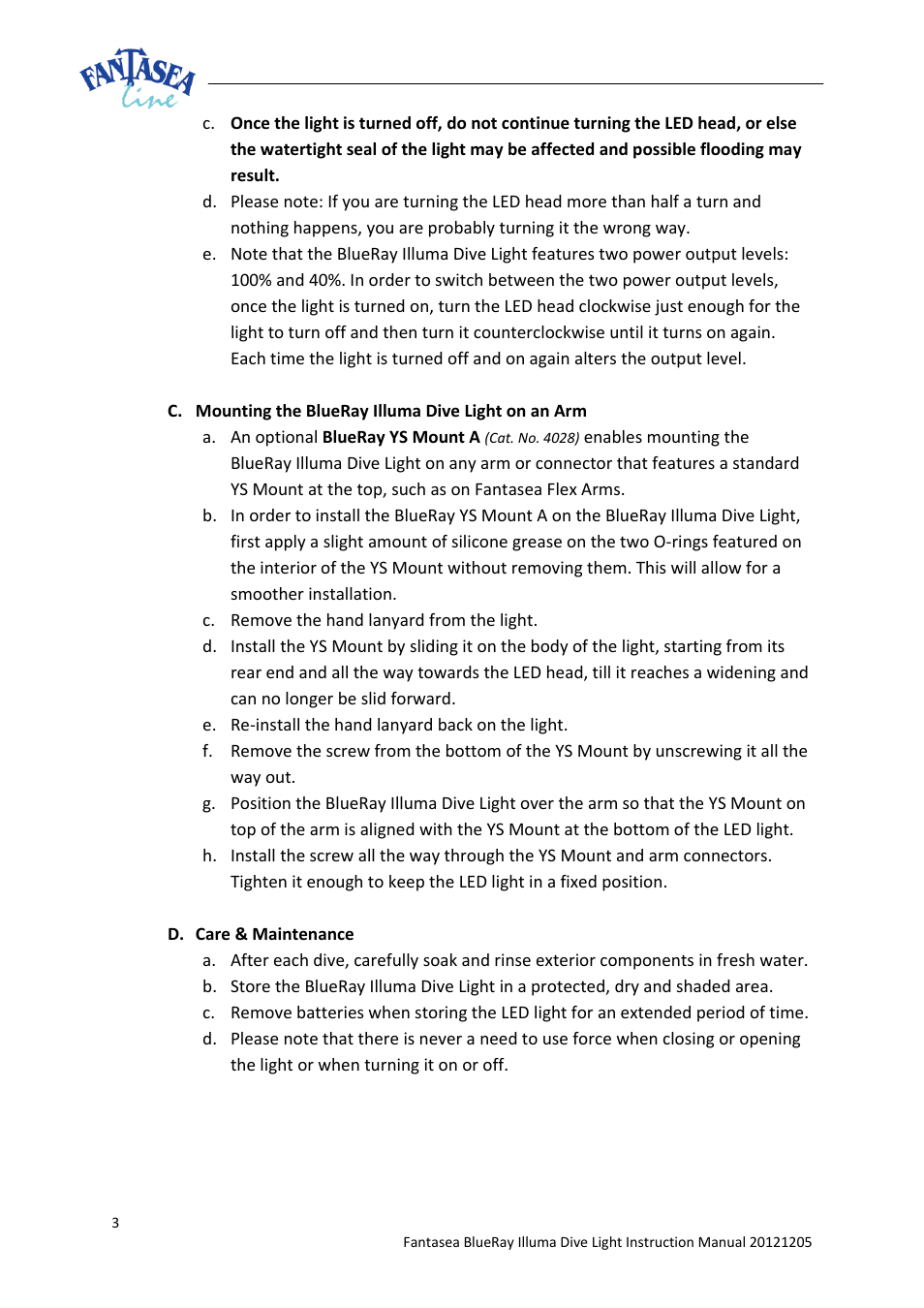 Fantasea Line Illuma 500 Dive Light User Manual | Page 3 / 4