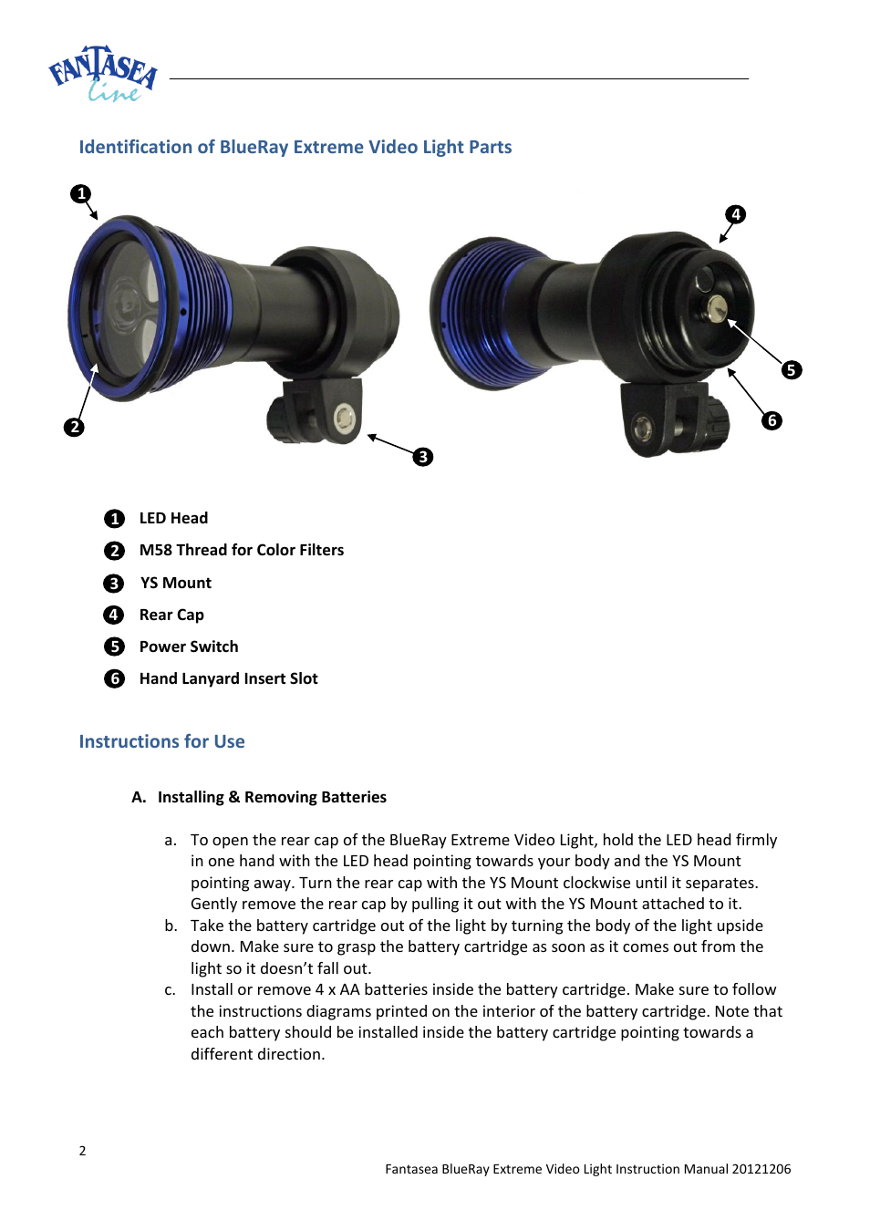 Fantasea Line BlueRay Extreme Video Light User Manual | Page 2 / 4