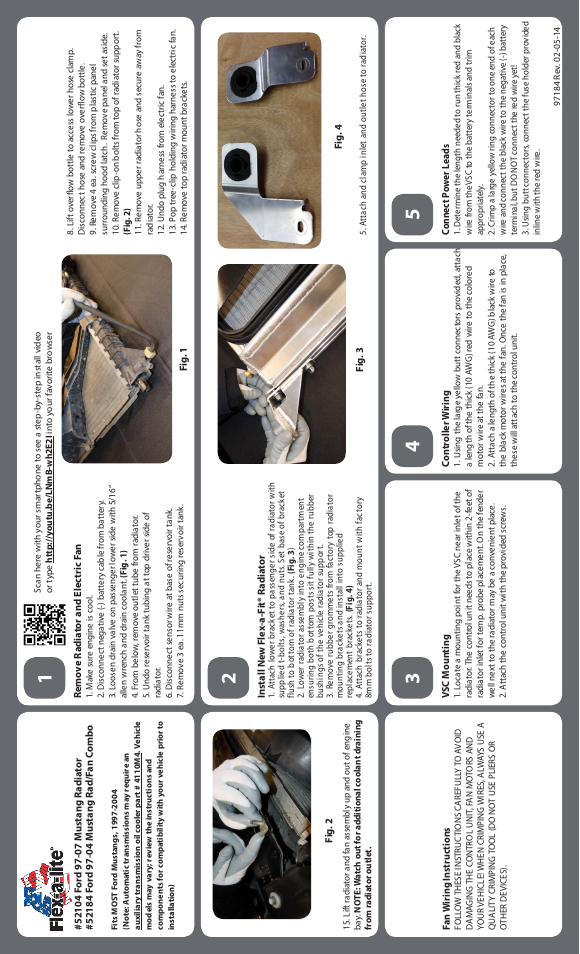 Flex-a-Lite 52184 Ford 97-04 Mustang Rad/Fan Combo User Manual | 2 pages