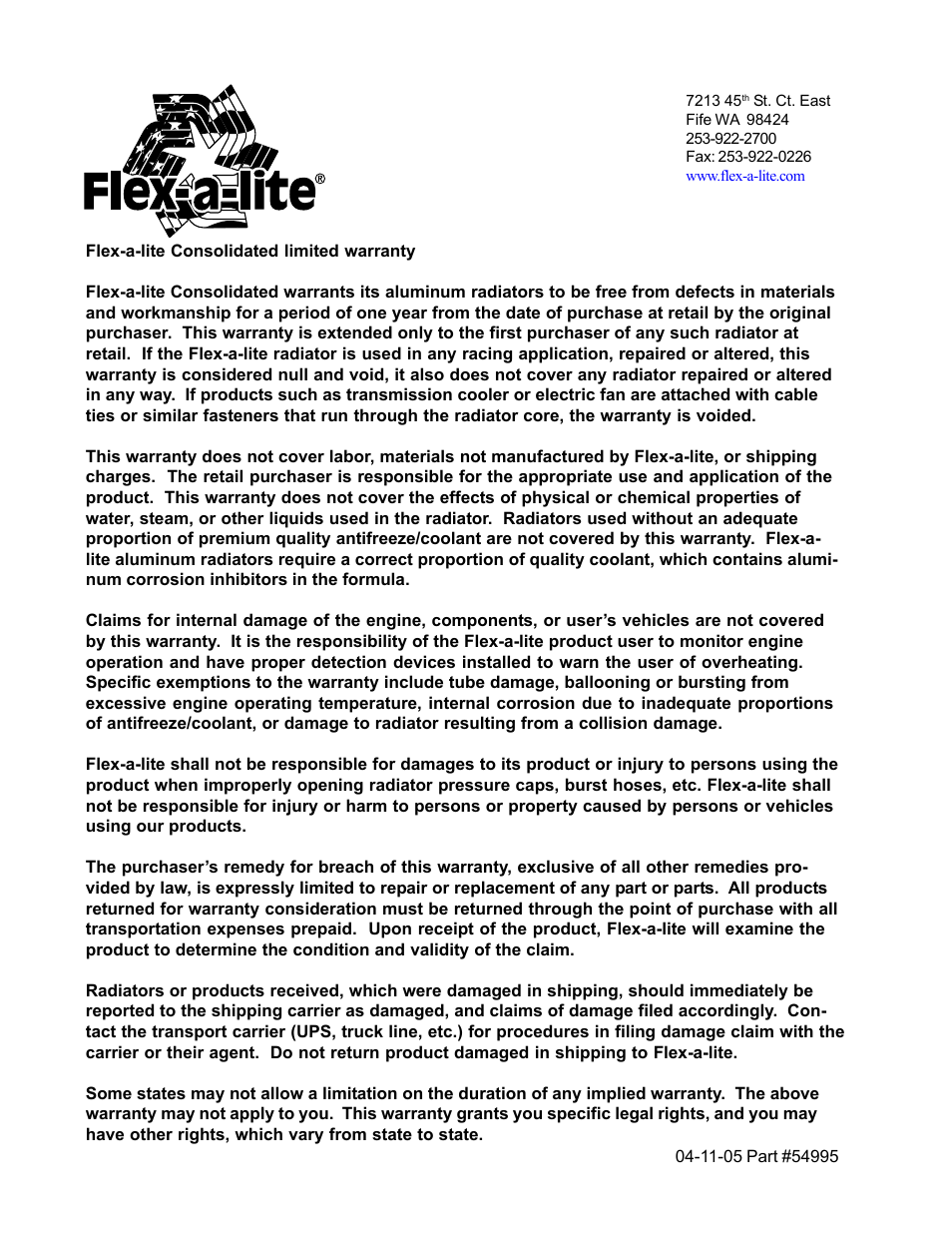 Flex-a-Lite 50064 RADIATOR - V8 MUSTANG 64-66 User Manual | Page 2 / 2